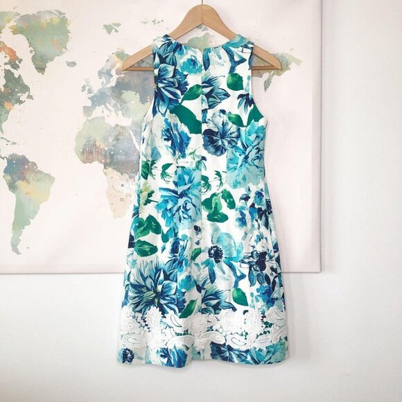 Eliza J Blue Floral Paisley Dress - Women's Size 0 - Picture 8 of 11